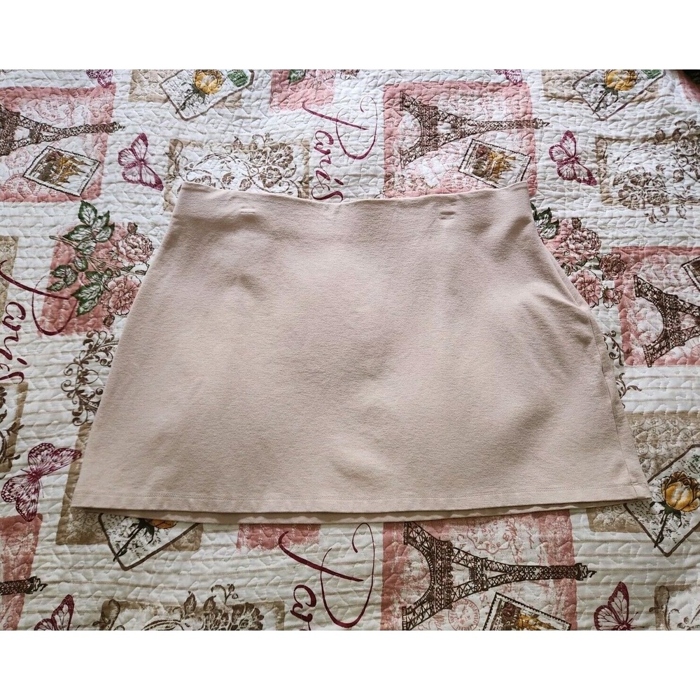 Daily‎ Ritual Women's Stretch Mini Skirt Beige Elastic Waist Zip Closure Size XL